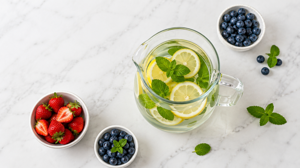 Hidratação e alimentos antioxidantes para combater a retenção e a celulite.