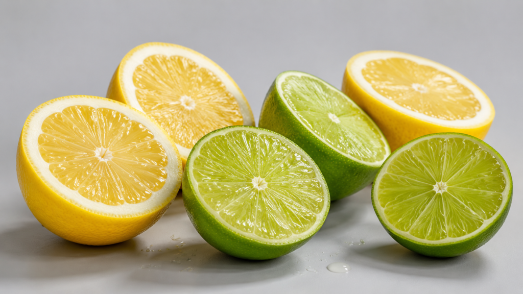 Limões frescos ricos em vitamina C e ácido cítrico para o metabolismo.